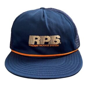 Vtg Unitog RPS Roadway Package System Patch Blue Corded Snapback Trucker Hat Cap